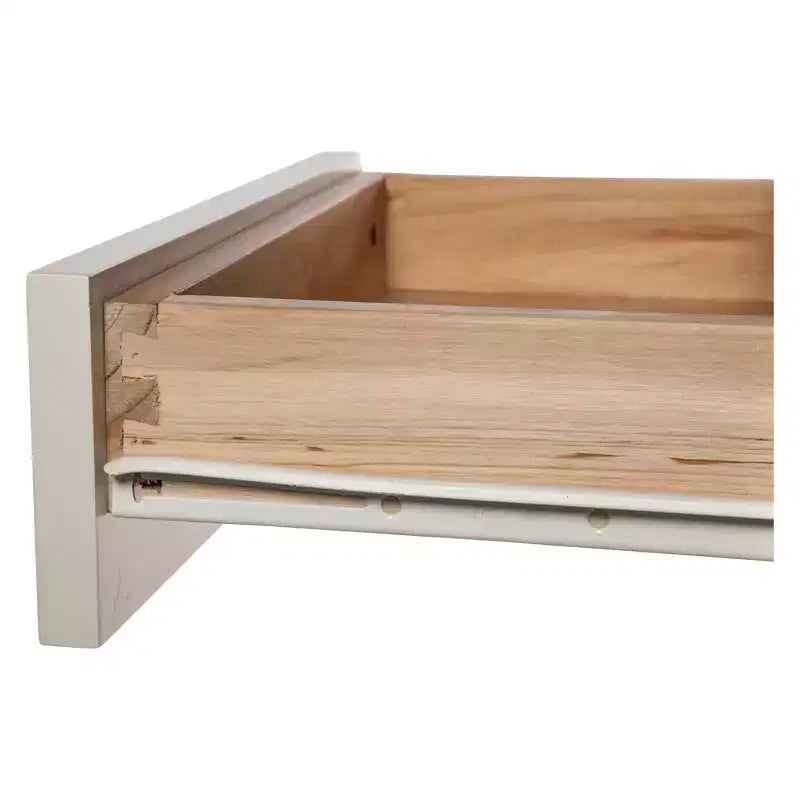 End Table Ivory with Natural Wood Top -