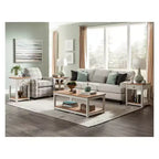 End Table Ivory with Natural Wood Top -