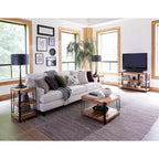 28" Natural Brown Live Edge Solid Wood Cube Coffee Table Metal And Wood: Acacia Top, 4-Leg Base