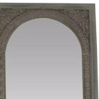Natural wood brown console mirror: Bohemian style, rectangular, no assembly required.
