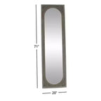 Natural wood brown console mirror: Bohemian style, rectangular, no assembly required.