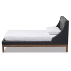 Modern and Contemporary Fabric Upholstered Walnut - Finished Platform Bed Dark Gray -