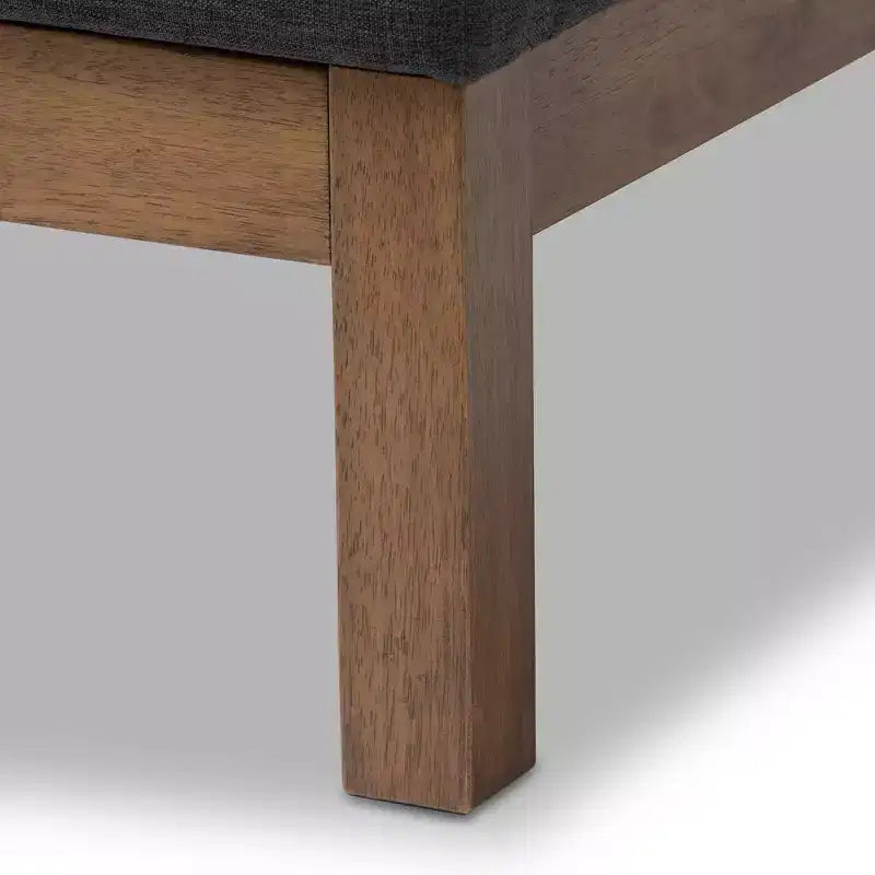 Modern and Contemporary Fabric Upholstered Walnut - Finished Platform Bed Dark Gray -