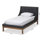 Modern and Contemporary Fabric Upholstered Walnut - Finished Platform Bed Dark Gray -