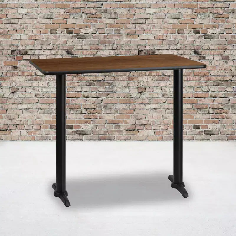 30'' x 48'' Rectangular Laminate Table Top with 5'' x 22'' Bar Height Table Bases