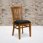 Vertical Slat Back Wooden Restaurant Chair
