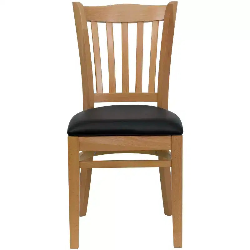 Vertical Slat Back Wooden Restaurant Chair