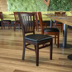 Vertical Slat Back Wooden Restaurant Chair
