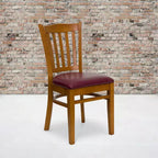 Vertical Slat Back Wooden Restaurant Chair