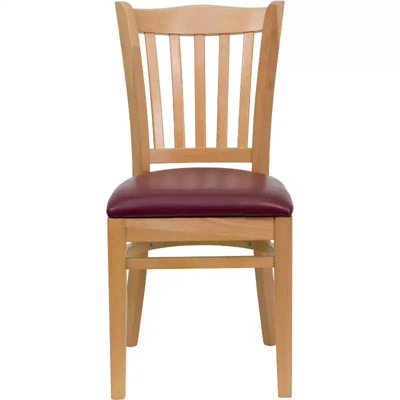 Vertical Slat Back Wooden Restaurant Chair