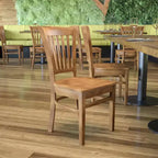 Vertical Slat Back Wooden Restaurant Chair
