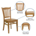 Vertical Slat Back Wooden Restaurant Chair