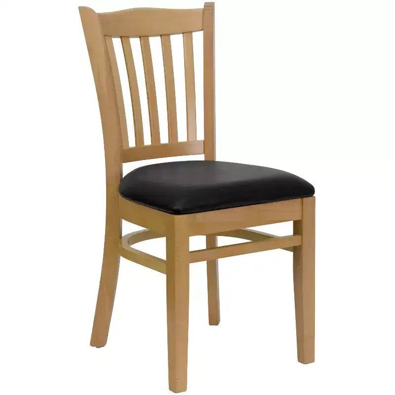Vertical Slat Back Wooden Restaurant Chair