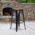 30 High Backless Metal Barstool with Square Wood Seat