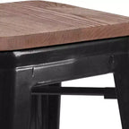 30 High Backless Metal Barstool with Square Wood Seat