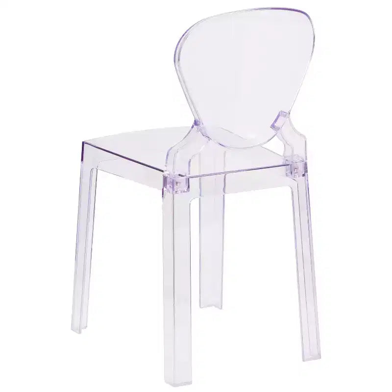 Chaise Ghost avec dossier en forme de larme en cristal transparent