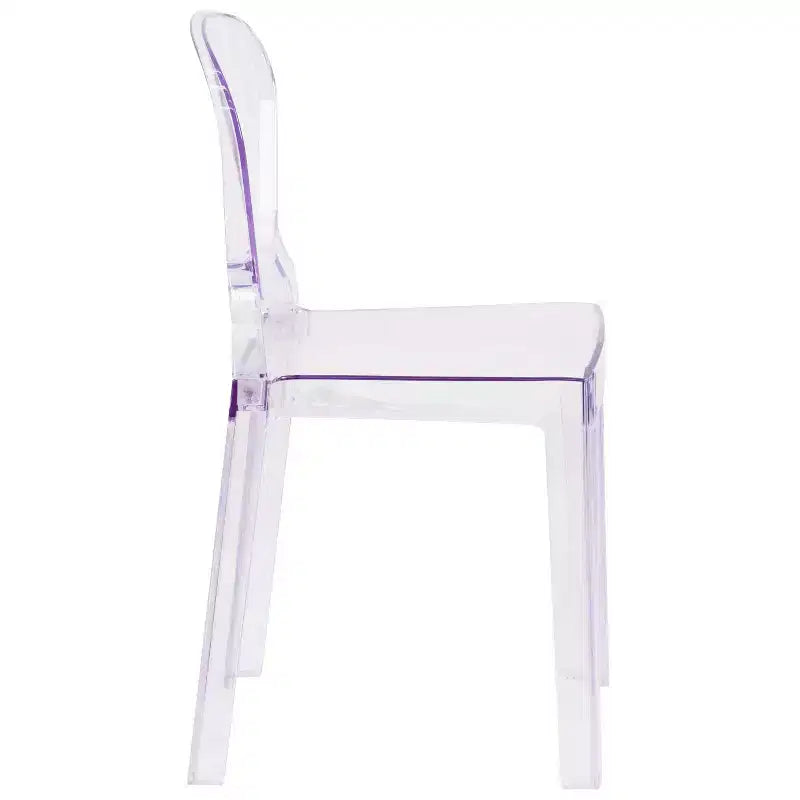 Chaise Ghost avec dossier en forme de larme en cristal transparent