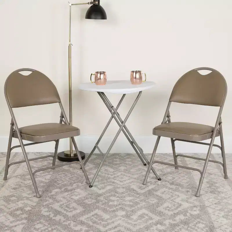Extra Large Ultra-Premium Triple Braced Metal Folding Chair with Easy-Carry Handle