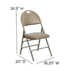 Extra Large Ultra-Premium Triple Braced Metal Folding Chair with Easy-Carry Handle