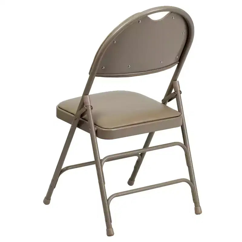 Extra Large Ultra-Premium Triple Braced Metal Folding Chair with Easy-Carry Handle