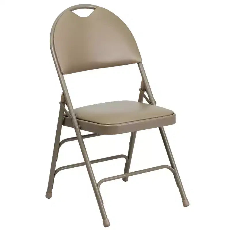 Extra Large Ultra-Premium Triple Braced Metal Folding Chair with Easy-Carry Handle