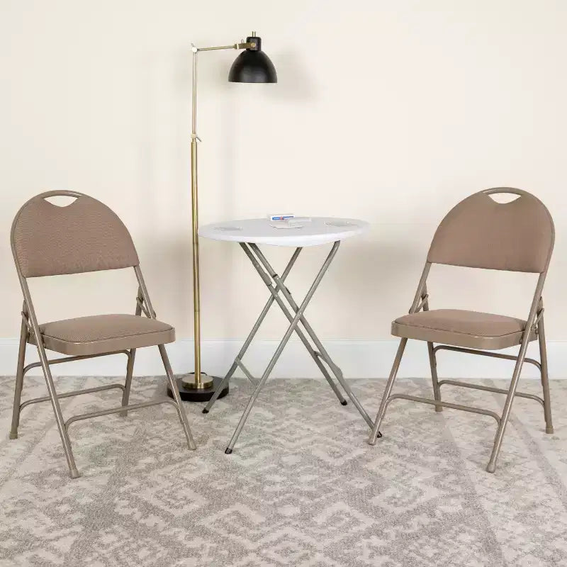 Extra Large Ultra-Premium Triple Braced Metal Folding Chair with Easy-Carry Handle