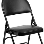 Extra Large Ultra-Premium Triple Braced Metal Folding Chair with Easy-Carry Handle