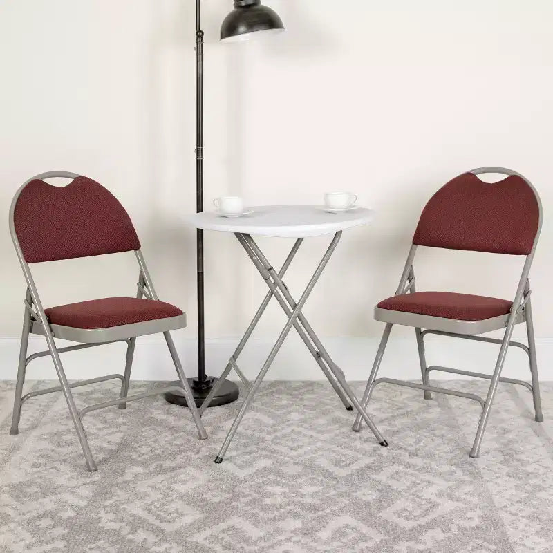 Extra Large Ultra-Premium Triple Braced Metal Folding Chair with Easy-Carry Handle