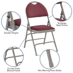 Extra Large Ultra-Premium Triple Braced Metal Folding Chair with Easy-Carry Handle