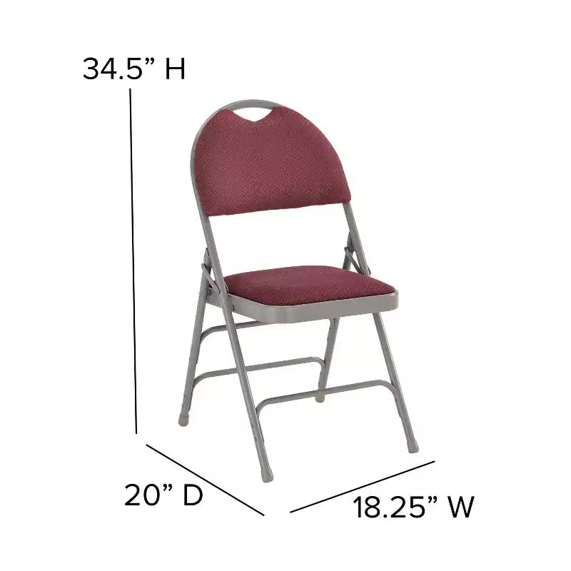 Extra Large Ultra-Premium Triple Braced Metal Folding Chair with Easy-Carry Handle