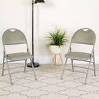 Extra Large Ultra-Premium Triple Braced Metal Folding Chair with Easy-Carry Handle