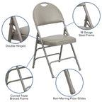 Extra Large Ultra-Premium Triple Braced Metal Folding Chair with Easy-Carry Handle