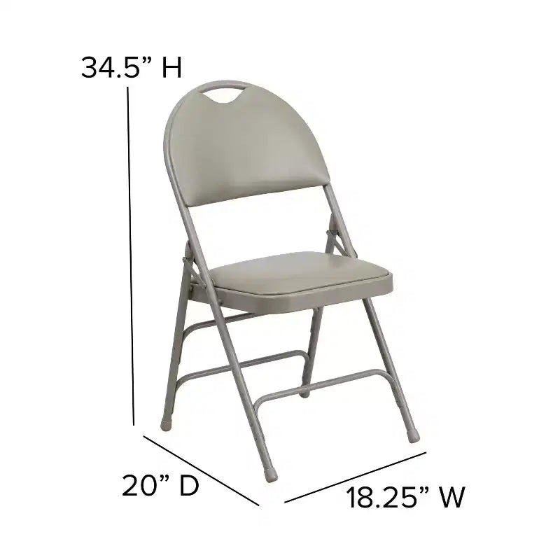 Extra Large Ultra-Premium Triple Braced Metal Folding Chair with Easy-Carry Handle