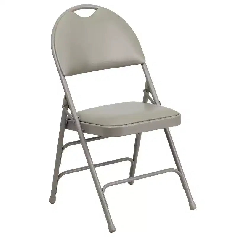 Extra Large Ultra-Premium Triple Braced Metal Folding Chair with Easy-Carry Handle