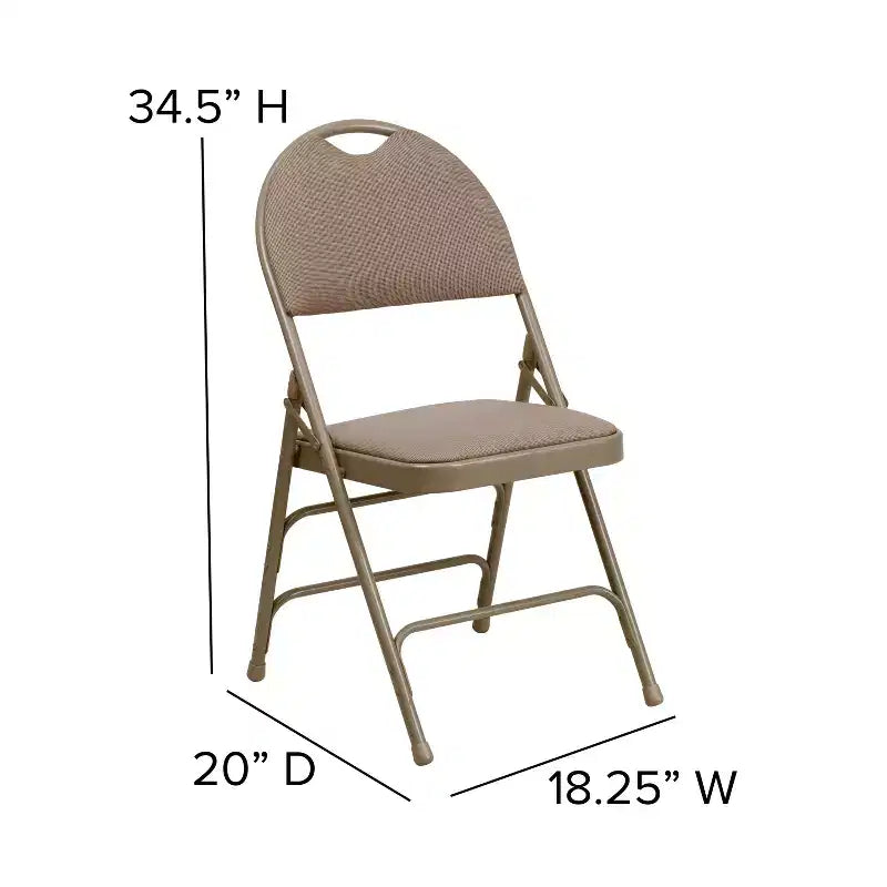 Extra Large Ultra-Premium Triple Braced Metal Folding Chair with Easy-Carry Handle