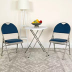 Extra Large Ultra-Premium Triple Braced Metal Folding Chair with Easy-Carry Handle