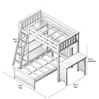 L-Shaped Twin over Twin Bunk Bed with Bookcase and Desk