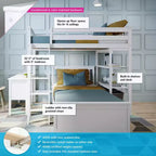 L-Shaped Twin over Twin Bunk Bed with Bookcase and Desk