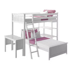 L-Shaped Twin over Twin Bunk Bed with Bookcase and Desk