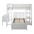 L-Shaped Twin over Twin Bunk Bed with Bookcase and Desk