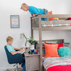 L-Shaped Twin over Twin Bunk Bed with Bookcase and Desk
