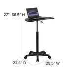 Sit to Stand Mobile Laptop Computer Desk - Portable Rolling Standing Desk