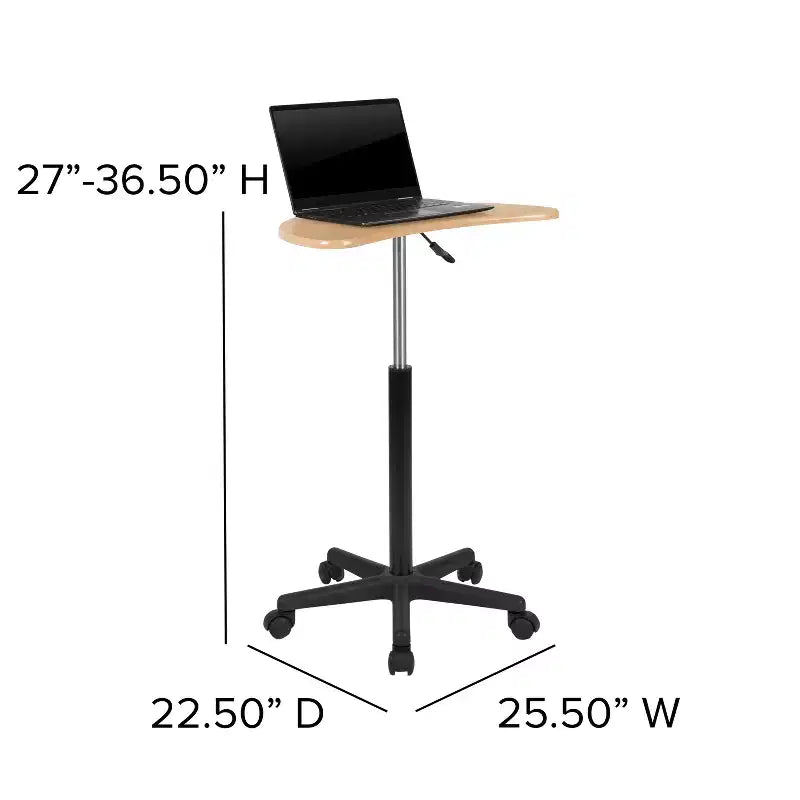 Sit to Stand Mobile Laptop Computer Desk - Portable Rolling Standing Desk