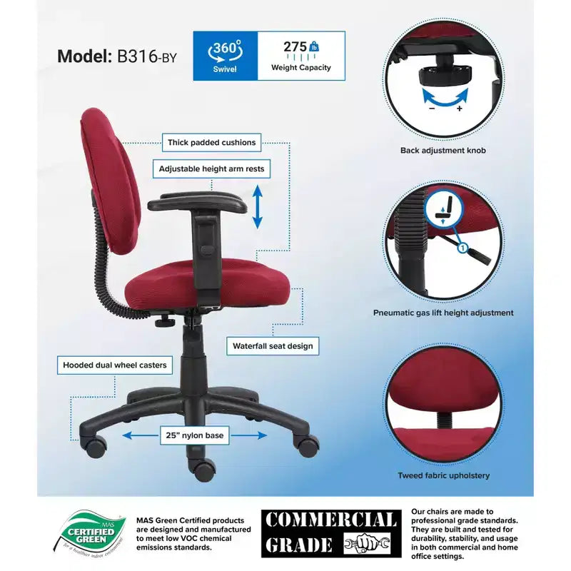 Deluxe Posture Chair with Adjustable Arms -