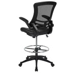 Mid-Back Mesh Ergonomic Drafting Chair with Foot Ring and Flip-Up Arms