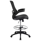 Mid-Back Mesh Ergonomic Drafting Chair with Foot Ring and Flip-Up Arms