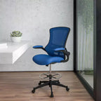 Mid-Back Mesh Ergonomic Drafting Chair with Foot Ring and Flip-Up Arms