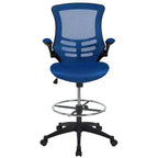 Mid-Back Mesh Ergonomic Drafting Chair with Foot Ring and Flip-Up Arms