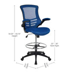 Mid-Back Mesh Ergonomic Drafting Chair with Foot Ring and Flip-Up Arms