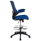 Mid-Back Mesh Ergonomic Drafting Chair with Foot Ring and Flip-Up Arms